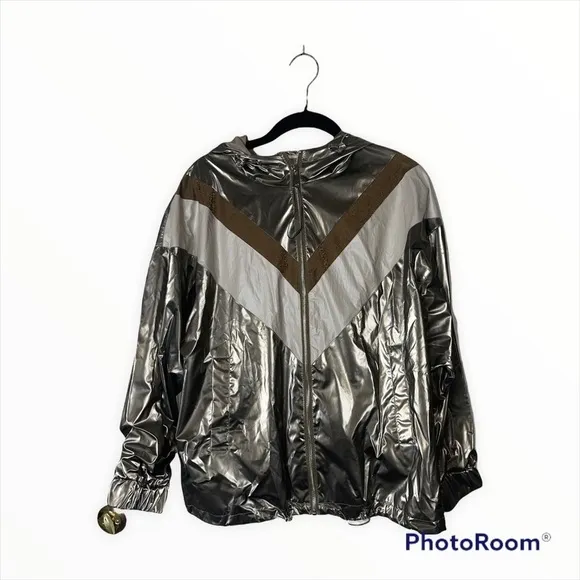 NEW ZARA Blogger Favorite Silver &amp; Gold Metallic Color Block Jacket Size Small