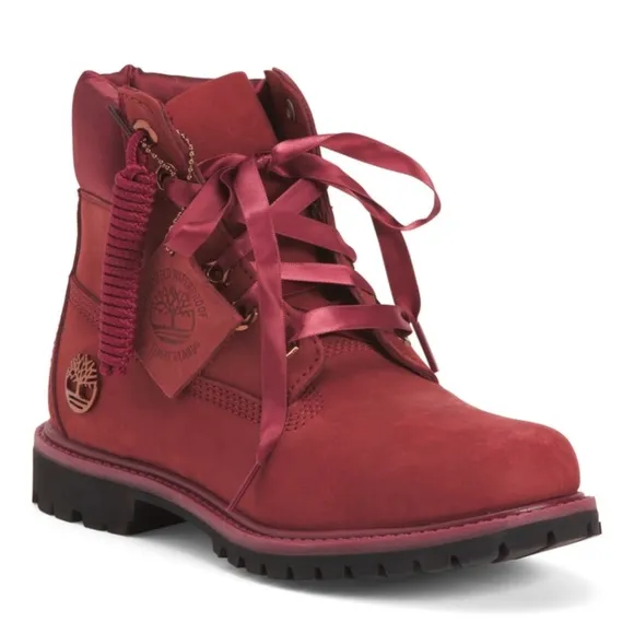 NIB Authentic Timberland Waterproof Leather Boots Red 38