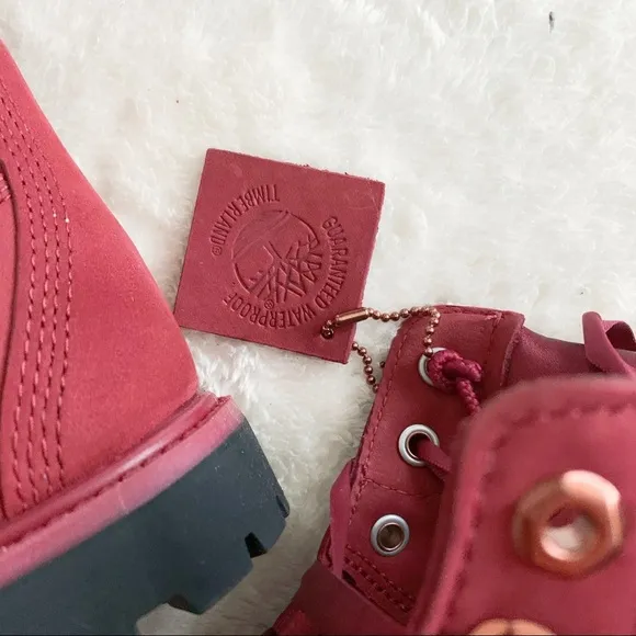 NIB Authentic Timberland Waterproof Leather Boots Red 38