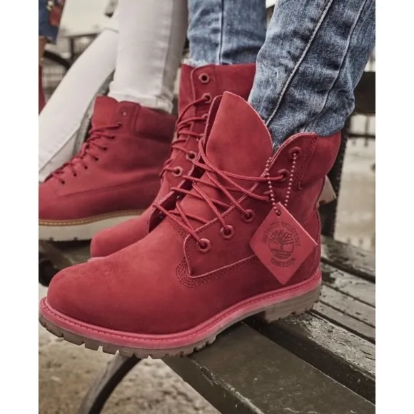 NIB Authentic Timberland Waterproof Leather Boots Red 38