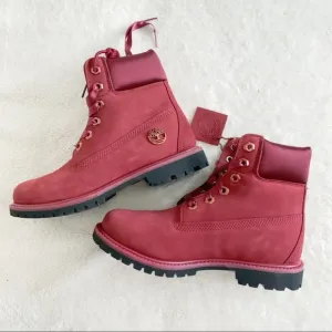 NIB Authentic Timberland Waterproof Leather Boots Red 38
