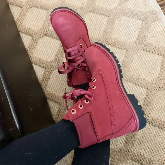 NIB Authentic Timberland Waterproof Leather Boots Red 38