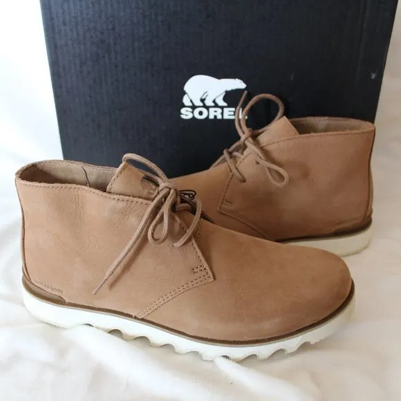 NIB MEN'S SOREL CHUKKA SUEDE WATERPROOF BOOTS TAN BEIGE‎