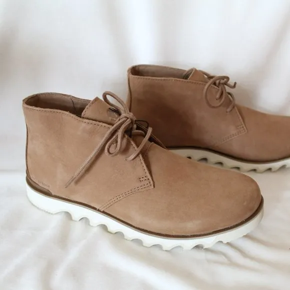 NIB MEN'S SOREL CHUKKA SUEDE WATERPROOF BOOTS TAN BEIGE‎