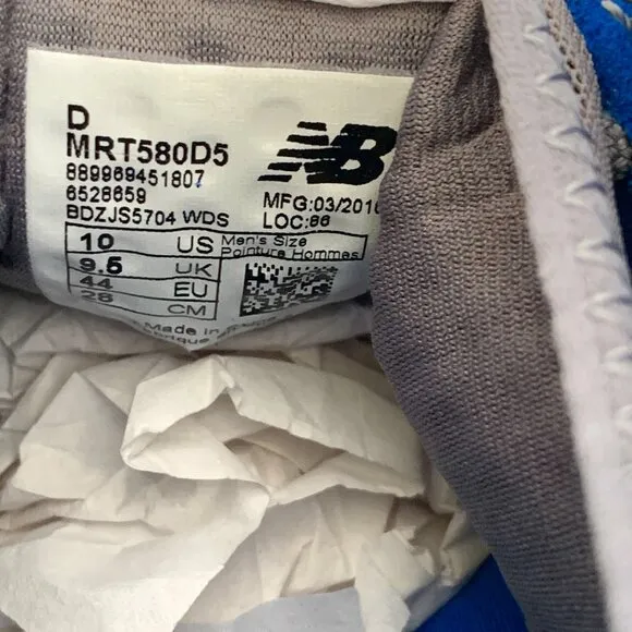 NIB NEW BALANCE 580 x Colette Mens 12 Blue Gray ReEngineered Shoes MRT580D5 US10