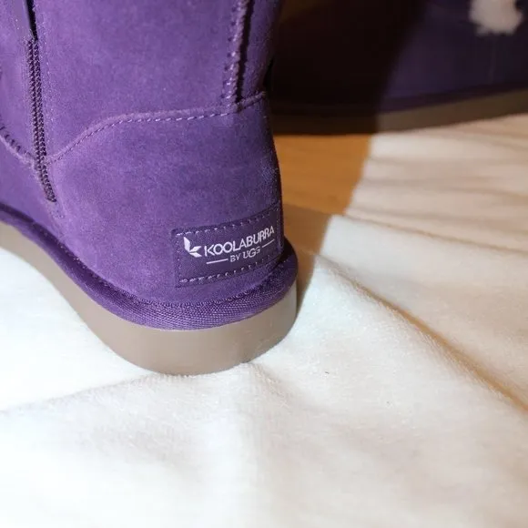 NIB UGG KOOLABURRA GIRL'S SUEDE FUR LINED MINI‎ BOW BOOTS PURPLE