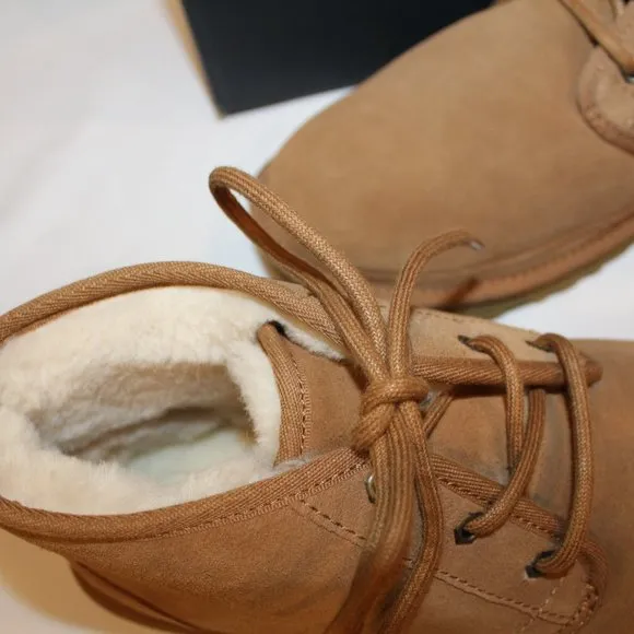 NIB UGG MEN'S NEUMEL CHUKKA SUEDE SHEARLING LINED ANKLE‎ BOOTS CHESTNUT
