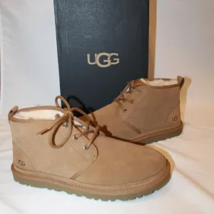 NIB UGG MEN'S NEUMEL CHUKKA SUEDE SHEARLING LINED ANKLE‎ BOOTS CHESTNUT