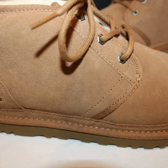 NIB UGG MEN'S NEUMEL CHUKKA SUEDE SHEARLING LINED ANKLE‎ BOOTS CHESTNUT
