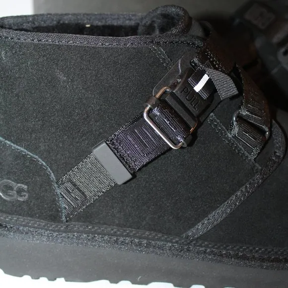 NIB UGG MEN'S QUICKCLICK NEUMEL CHUKKA SUEDE SHEARLING LINED ANKLE‎ BOOTS BLACK