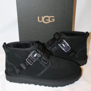 NIB UGG MEN'S QUICKCLICK NEUMEL CHUKKA SUEDE SHEARLING LINED ANKLE‎ BOOTS BLACK