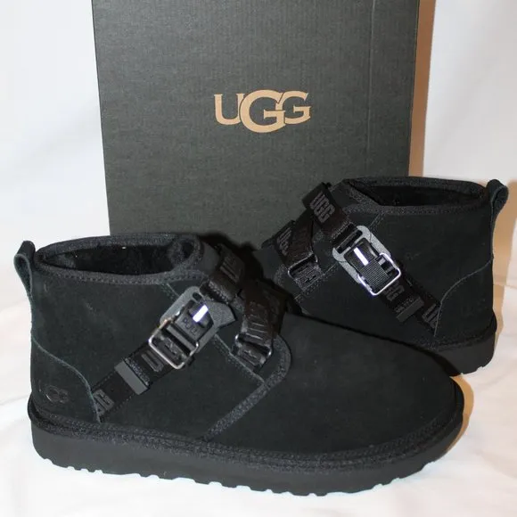 NIB UGG MEN'S‎ QUICKCLICK NEUMEL CHUKKA SUEDE SHEARLING LINED ANKLE BOOTS BLACK