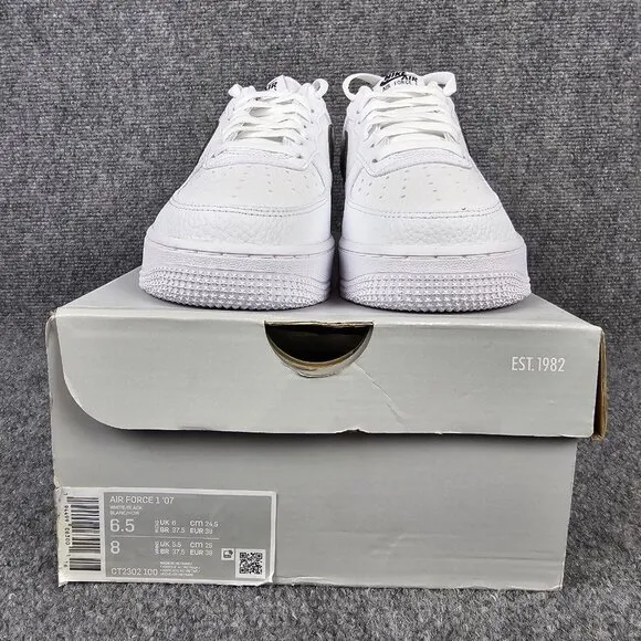Nike Air Force 1 '07 Sneakers Shoes Mens Sz‎ 6.5 CT2302-100 White Black