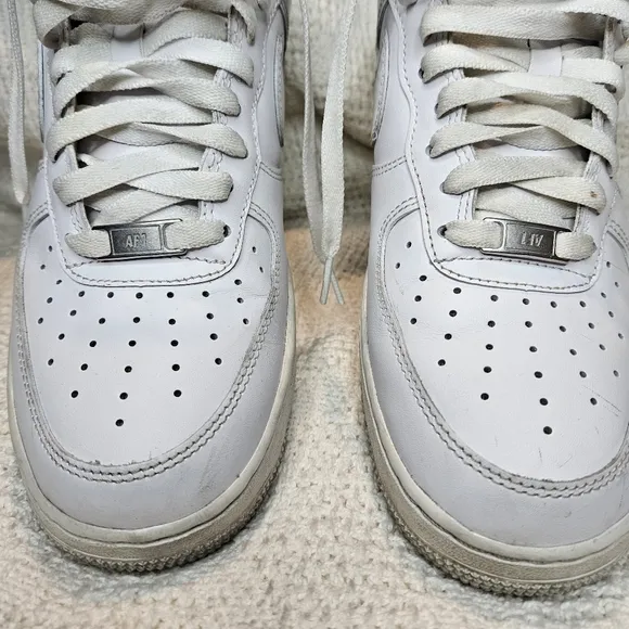 Nike Air Force 1 All White Mens Size 8 Sneakers Shoes B-Ball White White