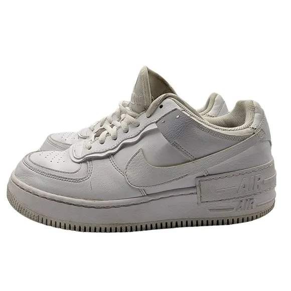 Nike Air Force 1 Shadow Triple White Sneaker Shoes Womens Size 10 - CI0919-100