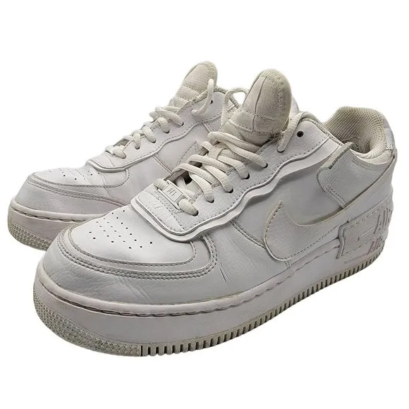 Nike Air Force 1 Shadow Triple White Sneaker Shoes Womens Size 10 - CI0919-100