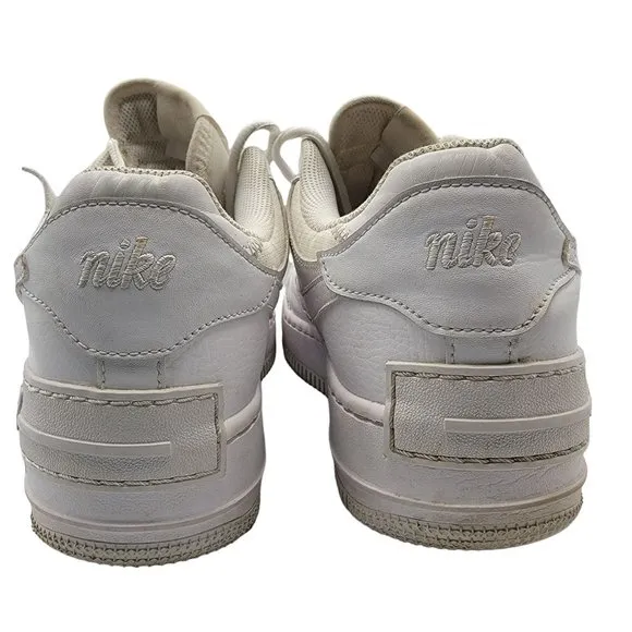Nike Air Force 1 Shadow Triple White Sneaker Shoes Womens Size 10 - CI0919-100