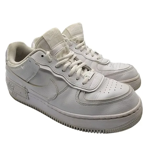 Nike Air Force 1 Shadow Triple White Sneaker Shoes Womens Size 10 - CI0919-100