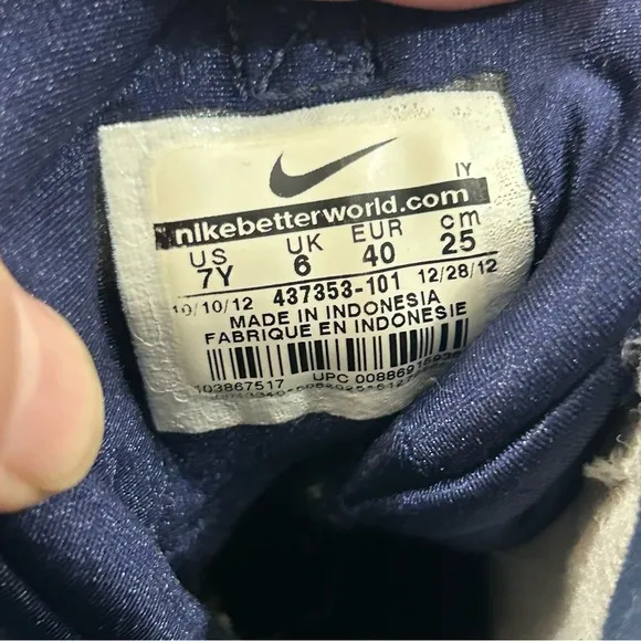 Nike Air Griffey Max 1 Midnight Navy Blue Sneakers Shoes 437353-101 Boys Size 7Y