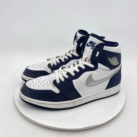 Nike Air Jordan 1 High Men Size 10 DC1788-100 Black White Grey Training Shoes