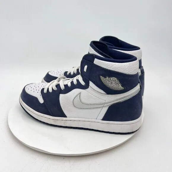 Nike Air Jordan 1 High Men Size 10 DC1788-100 Black White Grey Training Shoes