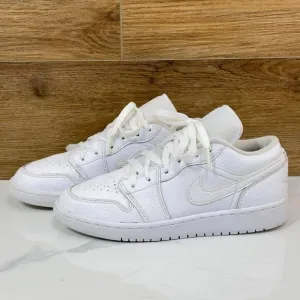Nike Air Jordan 1 Low Triple White 553558-130 GS Size 5 Youth/ Men's 5/Women 6.5