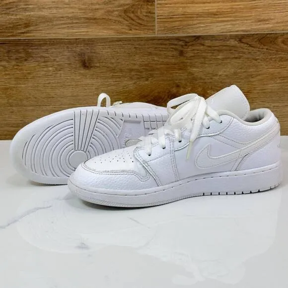 Nike Air Jordan 1 Low Triple White 553558-130 GS Size 5 Youth/ Men's 5/Women 6.5