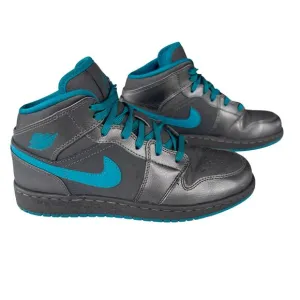 Nike Air Jordan 1 Mid GG Shoes Youth Size 6.5Y Dark Gray Teal