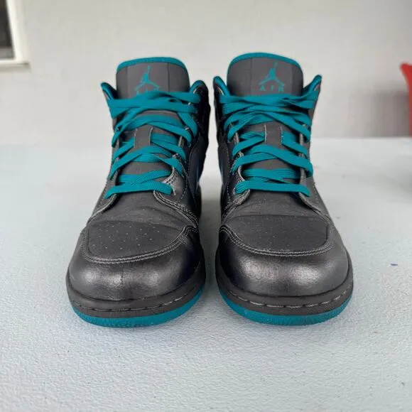 Nike Air Jordan 1 Mid GG Shoes Youth Size 6.5Y Dark Gray Teal
