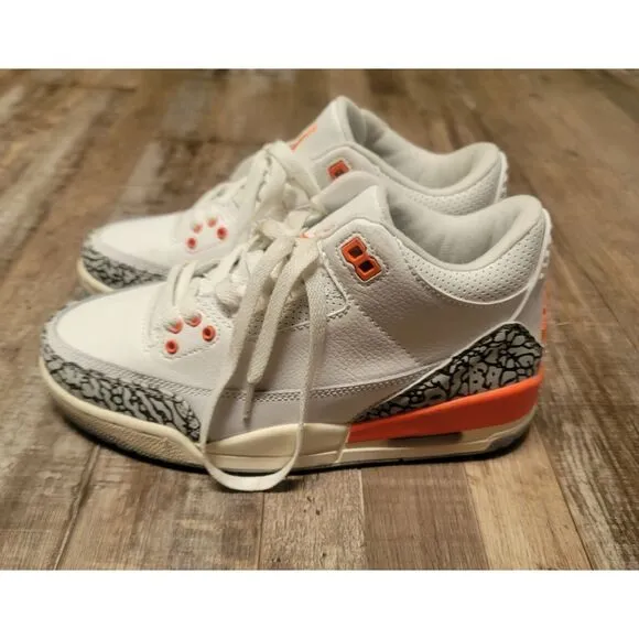 Nike Air Jordan 3 Retro White Boys Size 7 Basketball Shoes Sneakers