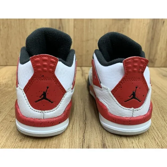Nike Air Jordan 4 Retro Athletic Shoes Sneakers Boys Size 10C White BQ7670-161