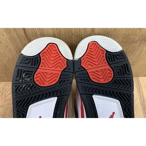 Nike Air Jordan 4 Retro Athletic Shoes Sneakers Boys Size 10C White BQ7670-161