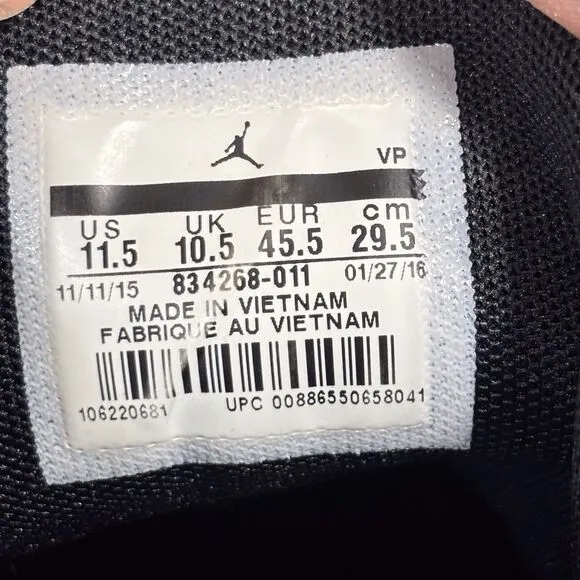 Nike Air Jordan Ultra Fly Basketball Shoes Mens 11.5 Black Sneakers 834268-011
