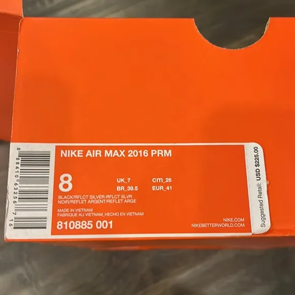 Nike Air Max 2016 PRM premium shoes sneakers new 810885 001 Mens 8 / Womens 9.5