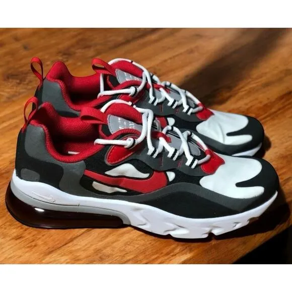 Nike Air max 270 React BQ0103 Red Black Training Shoes Kids 5Y Fast Ship