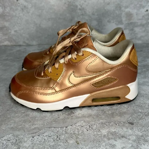Nike Air Max 90 SE Metallic Rose Gold Bronze Shoes Sneakers 3Y