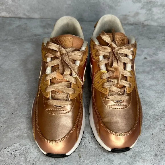 Nike Air Max 90 SE Metallic Rose Gold Bronze Shoes Sneakers 3Y