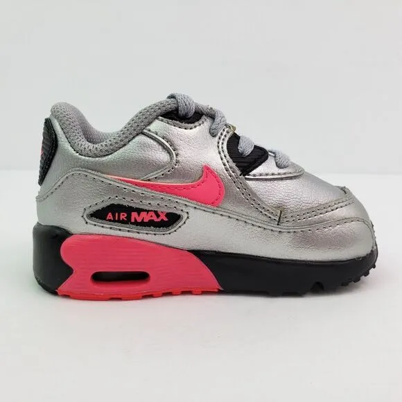 Nike Air Max 90 Toddler Size 5C Silver Pink Sneaker Shoes