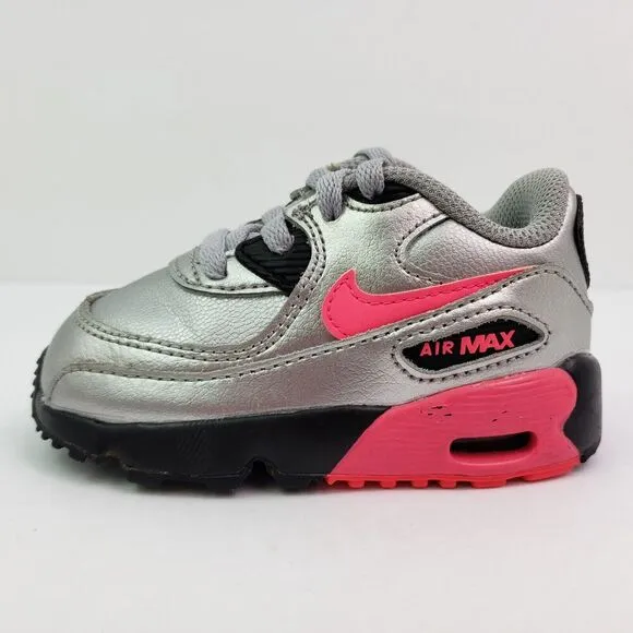 Nike Air Max 90 Toddler Size 5C Silver Pink Sneaker Shoes