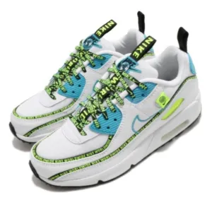 Nike Air Max 90 White Neon Green Sneakers Shoes Size 4 Youth