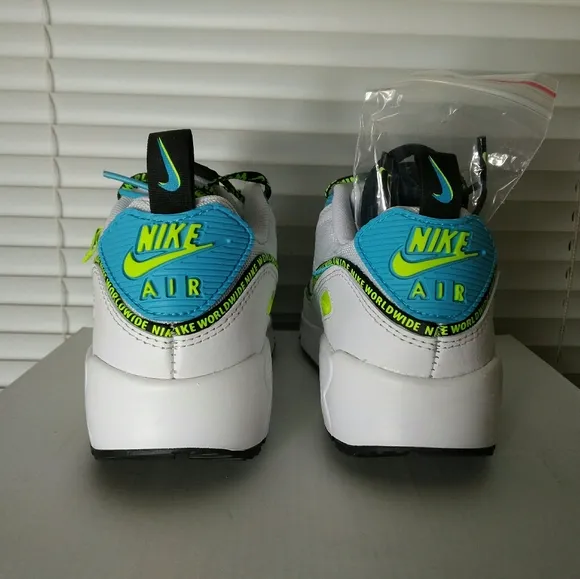 Nike Air Max 90 White Neon Green Sneakers Shoes Size 4 Youth
