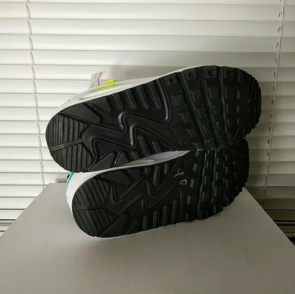 Nike Air Max 90 White Neon Green Sneakers Shoes Size 4 Youth