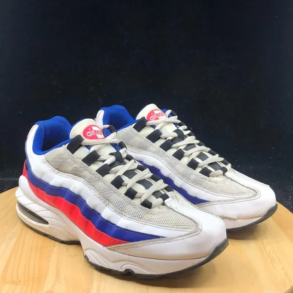 Nike Air Max '95 GS Solar Red/White/ Blue Size 6.5Y (905348-103) (Wmns size 8)