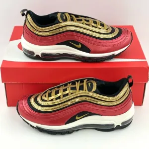 Nike Air Max 97 Red Gold Sequin Women's Sneaker Shoes Metallic