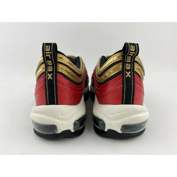 Nike Air Max 97 Red Gold Sequin Women's Sneaker Shoes Metallic