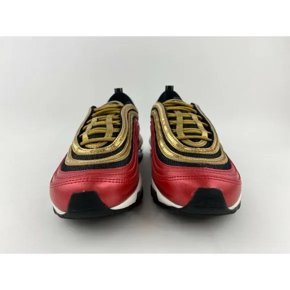 Nike Air Max 97 Red Gold Sequin Women's Sneaker Shoes Metallic
