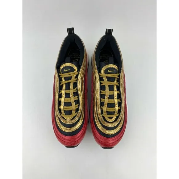 Nike Air Max 97 Red Gold Sequin Women's Sneaker Shoes Metallic
