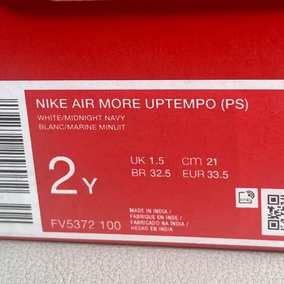 Nike Air More Utempo PS Pre School USA Midnight Navy Size 2Y NEW