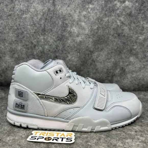Nike Air Trainer 1 SB LVIII Shoes Mens Sz 14 Pure Platinum Super Bowl FJ6195-002