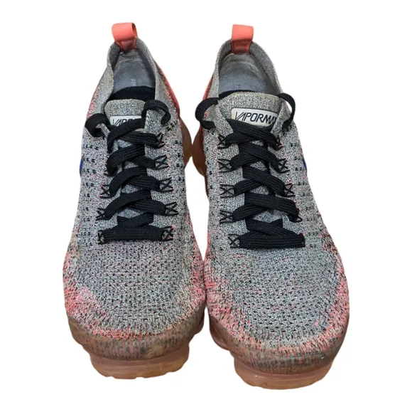 Nike Air VaporMax Flyknit 2 Sneakers Gray/Ultramarine/Hot Pink 942843-104 Sz 9
